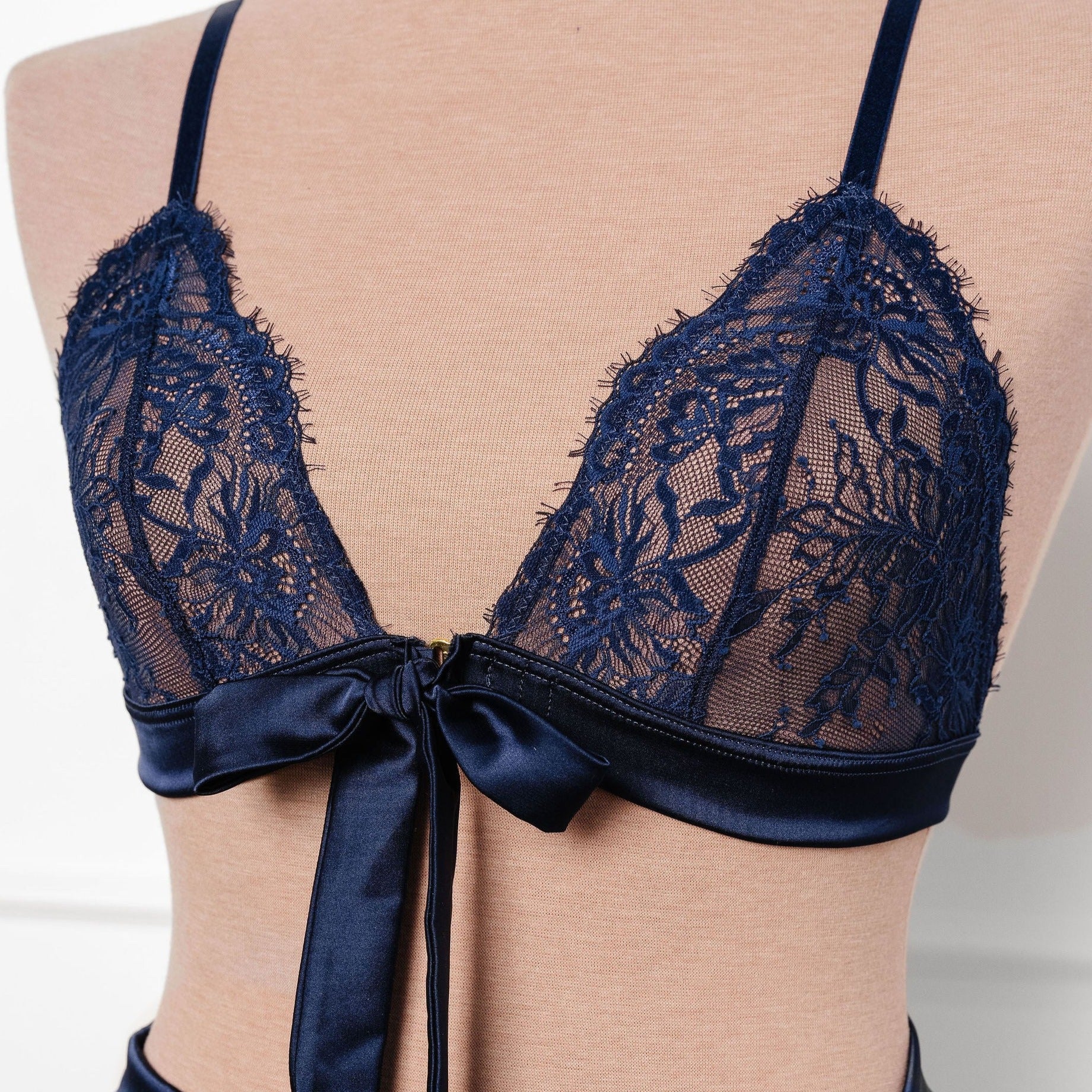 navy lace bralette