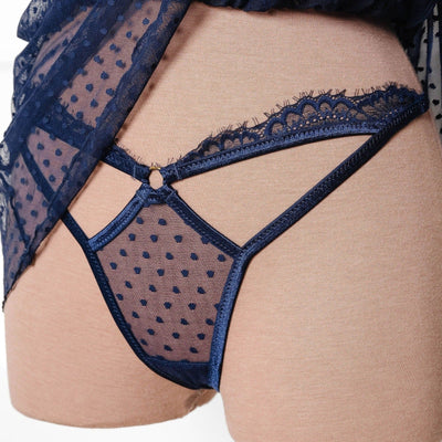 Lacy Cutout Thong - Navy - Mentionables