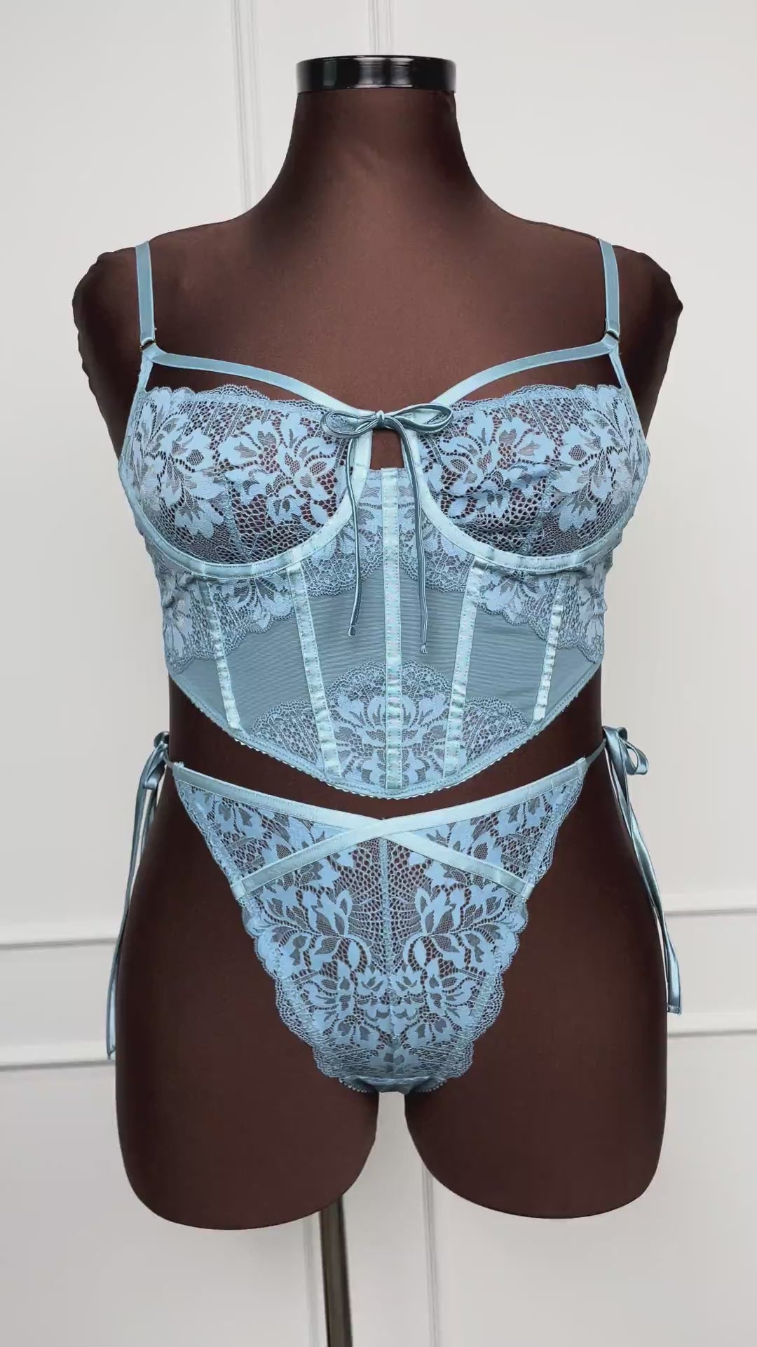 Lacy Underwire Corset - Frost Blue