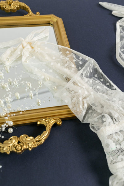 Bridal Bundle: Polka Dot Mesh Babydoll Set - Iridescent Cream - Mentionables
