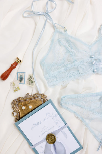 Lace & Mesh Button Bralette - Something Blue - Mentionables