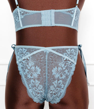 Lacy Side Tie Panty - Frost Blue - Mentionables