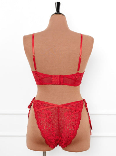 Lacy Side Tie Panty - Red - Mentionables