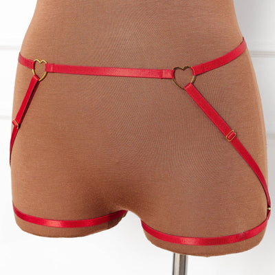Strappy Heart Harness Bottom - Scarlet Red - Mentionables