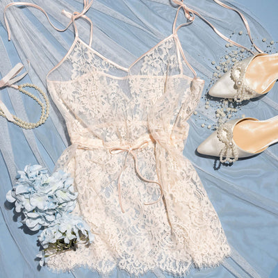 Eyelash Lace Babydoll - Champagne