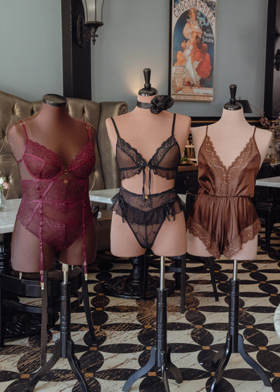 Lacy Plunge Satin Scalloped Romper - Chocolate