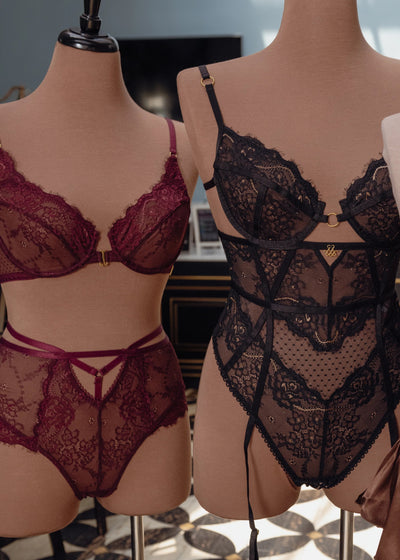 Eyelash Lace Underwire Balconette Bralette - Cherry Lacquer