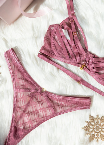 Midrise Mesh Charm Thong - Sugarplum Pink