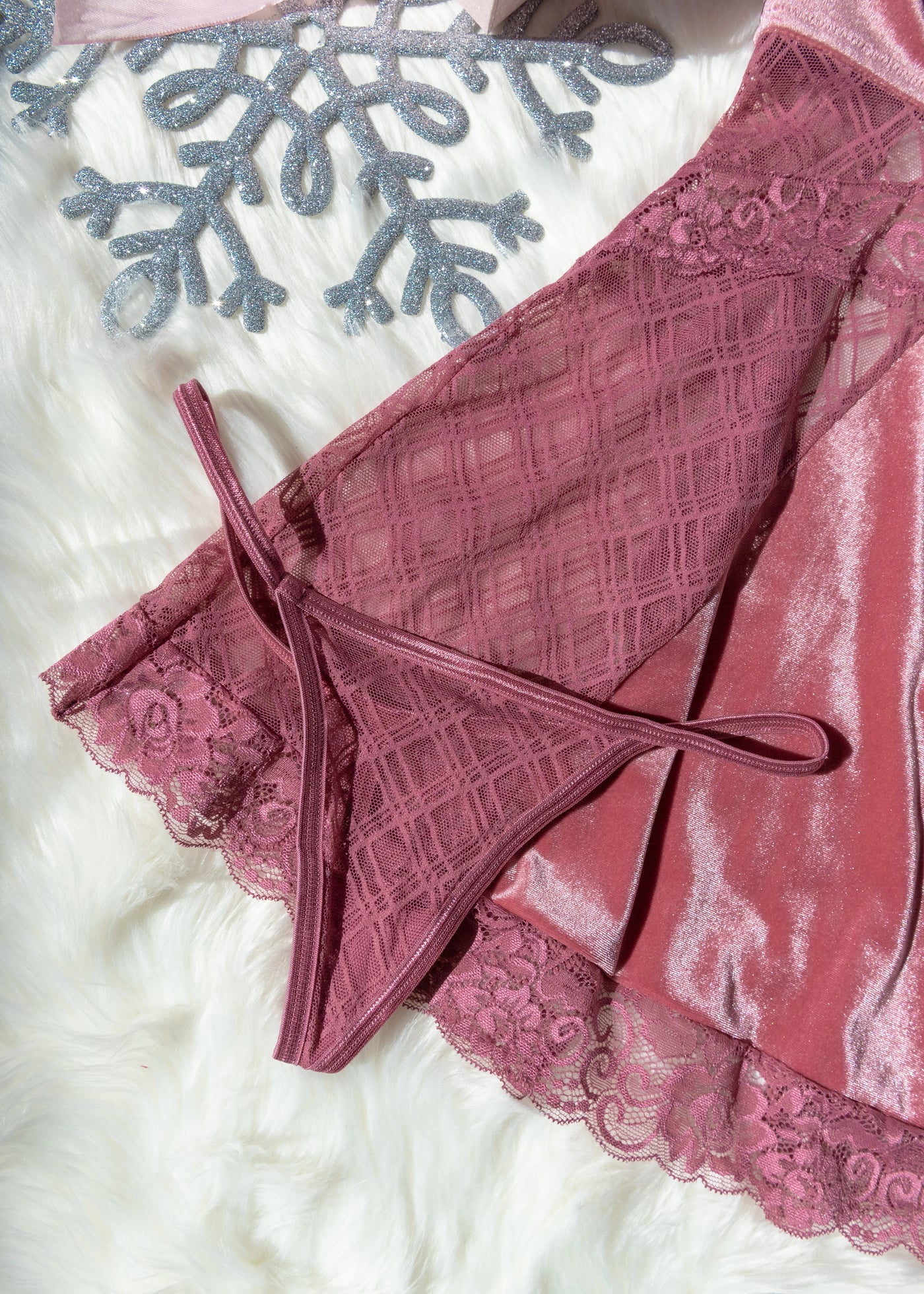 Lace & Velvet Strappy Babydoll - Sugarplum Pink