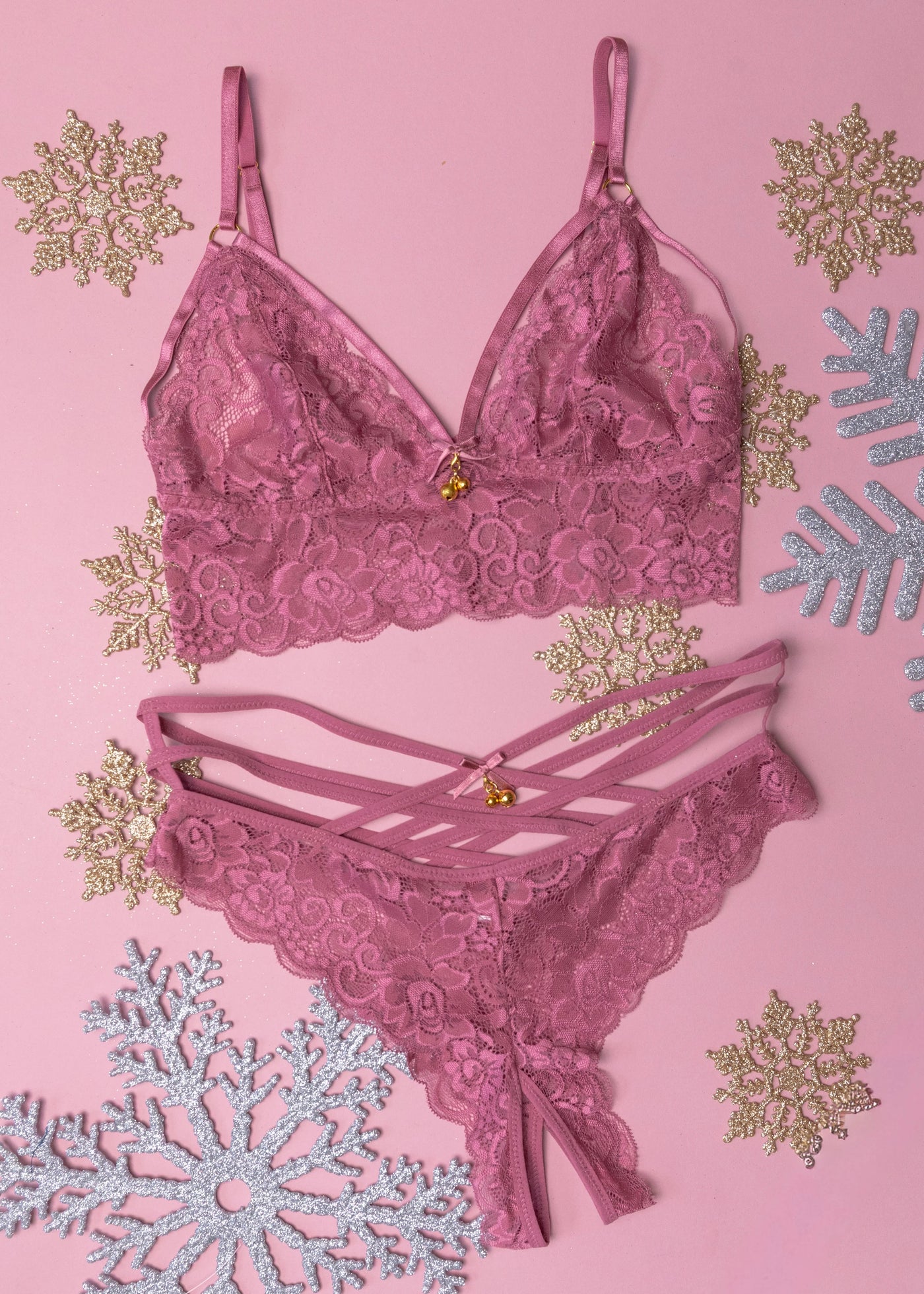 Strappy Crotchless Charm Panty - Sugarplum Pink