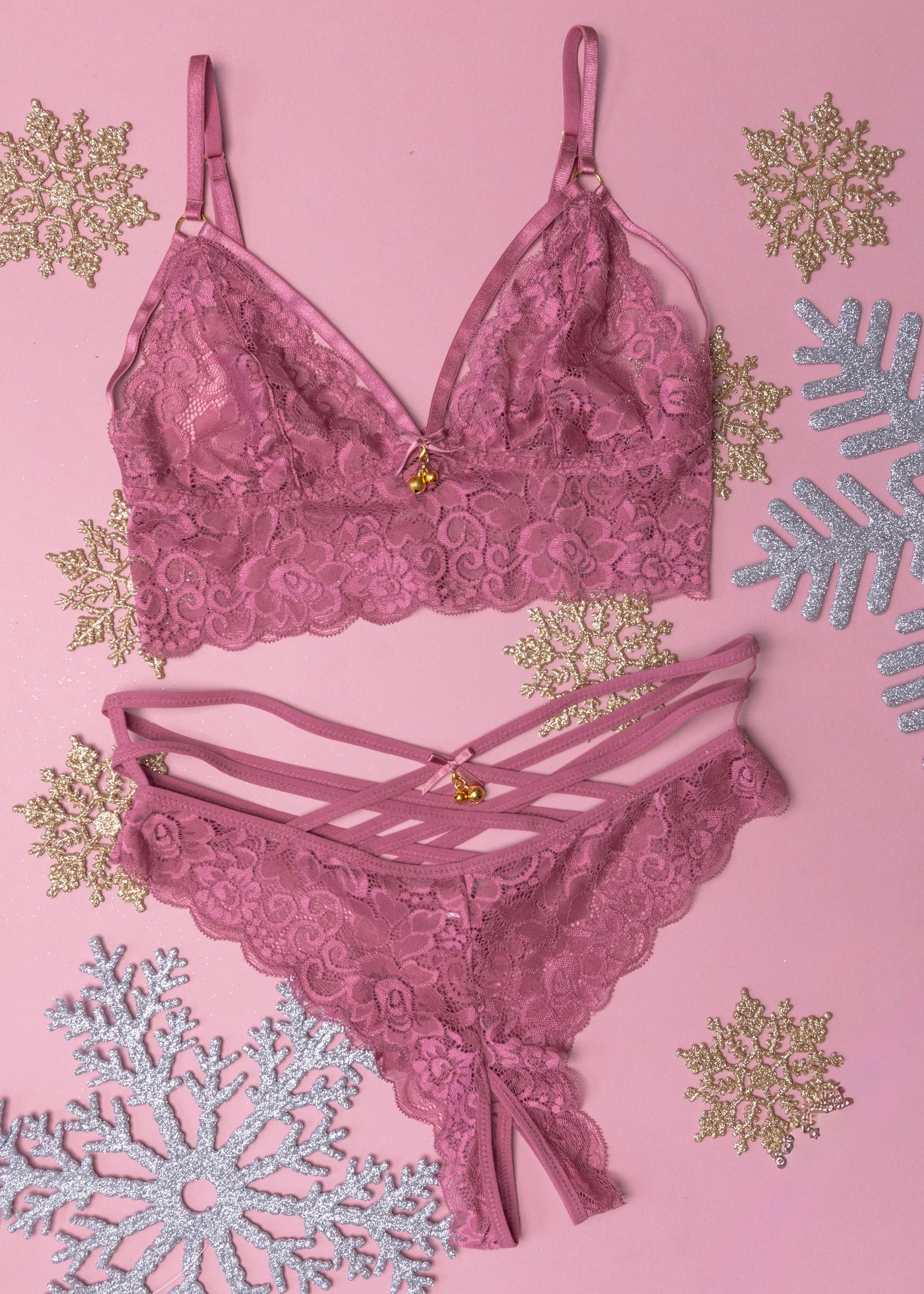 Lacy Caged Charm Bralette - Sugarplum Pink