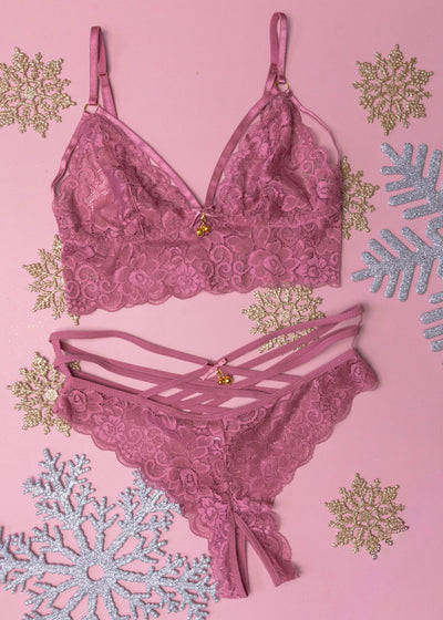 Lacy Caged Charm Bralette - Sugarplum Pink