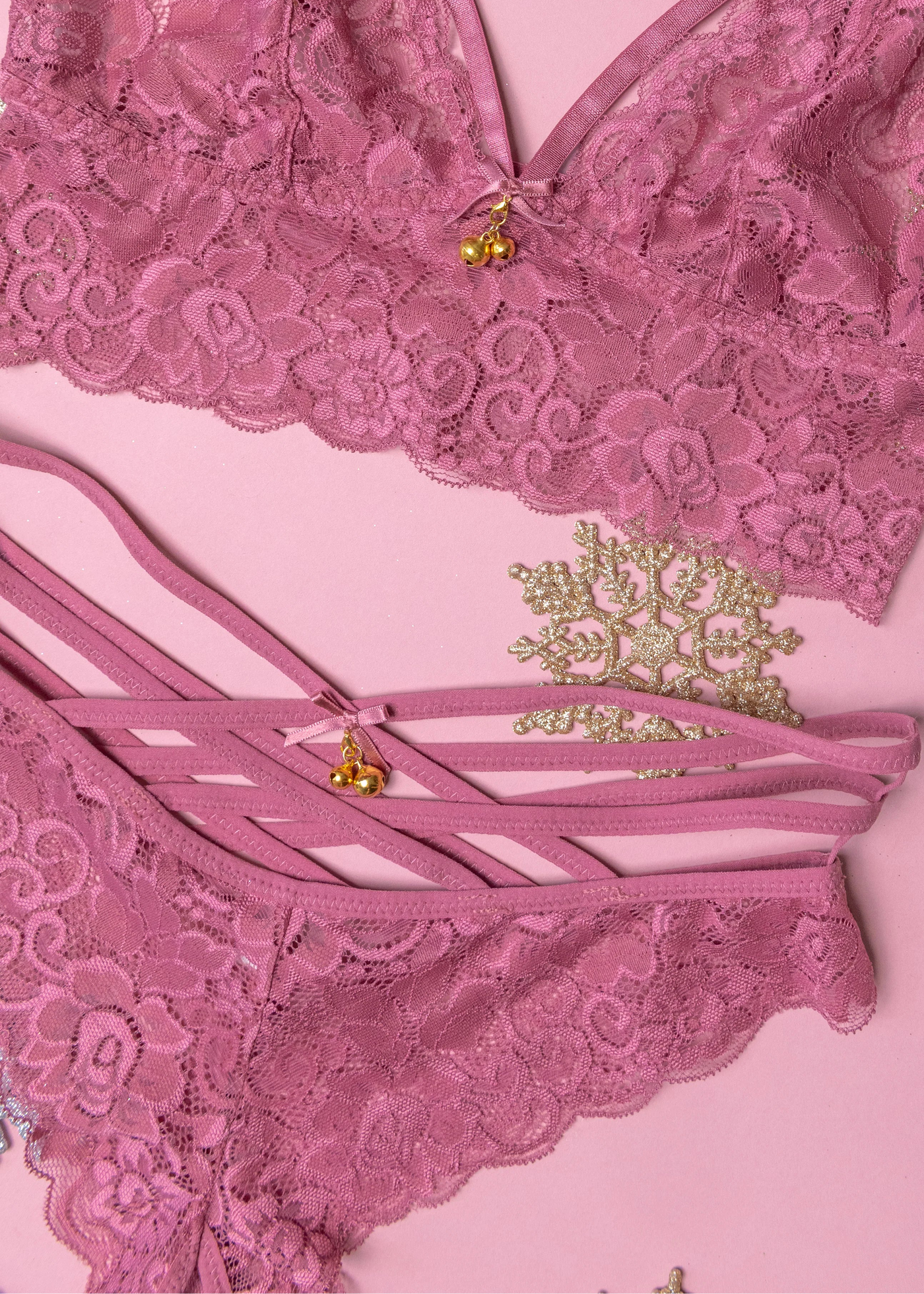 Strappy Crotchless Charm Panty - Sugarplum Pink