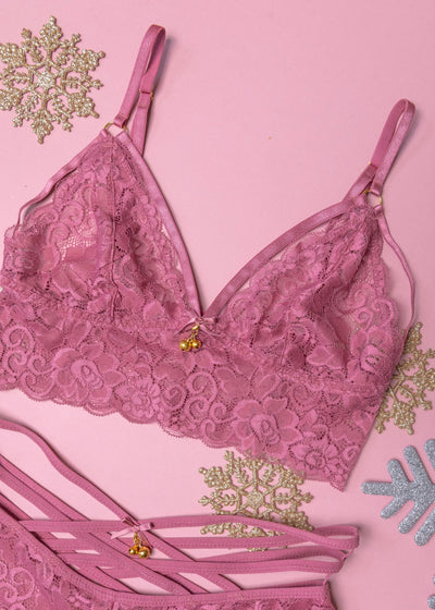 Lacy Caged Charm Bralette - Sugarplum Pink