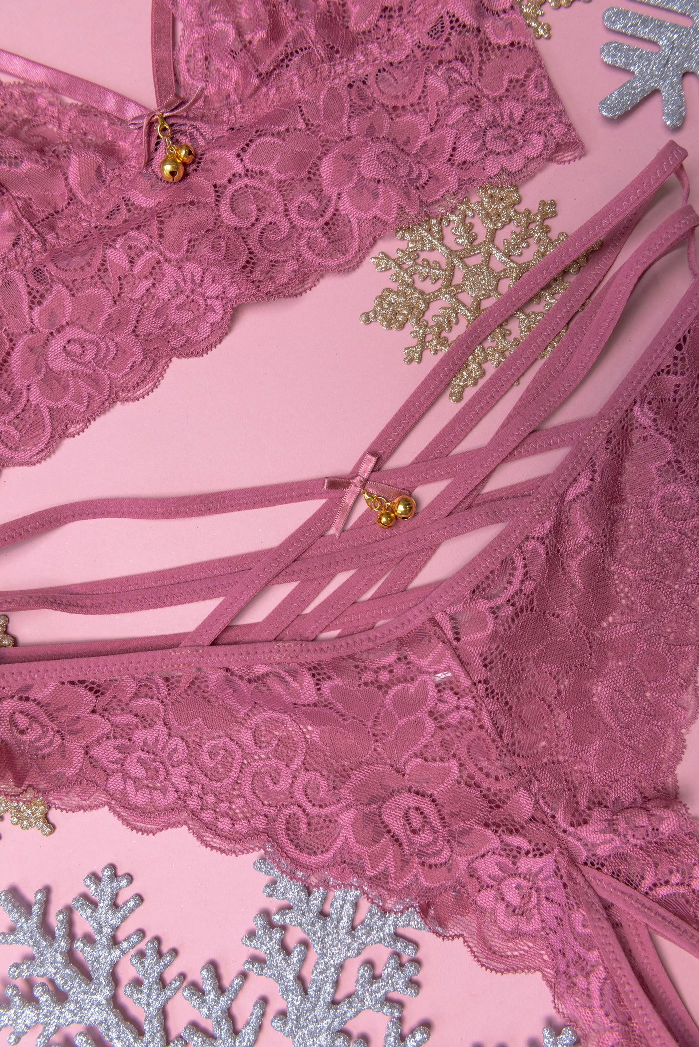 Strappy Crotchless Charm Panty - Sugarplum Pink