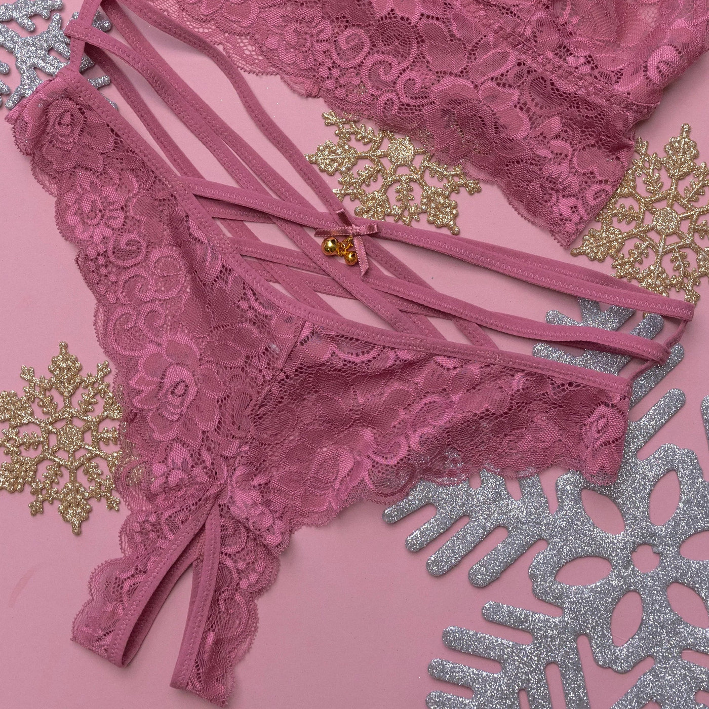 Strappy Crotchless Charm Panty - Sugarplum Pink