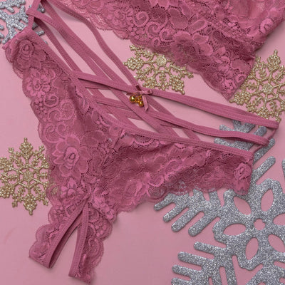 Strappy Crotchless Charm Panty - Sugarplum Pink