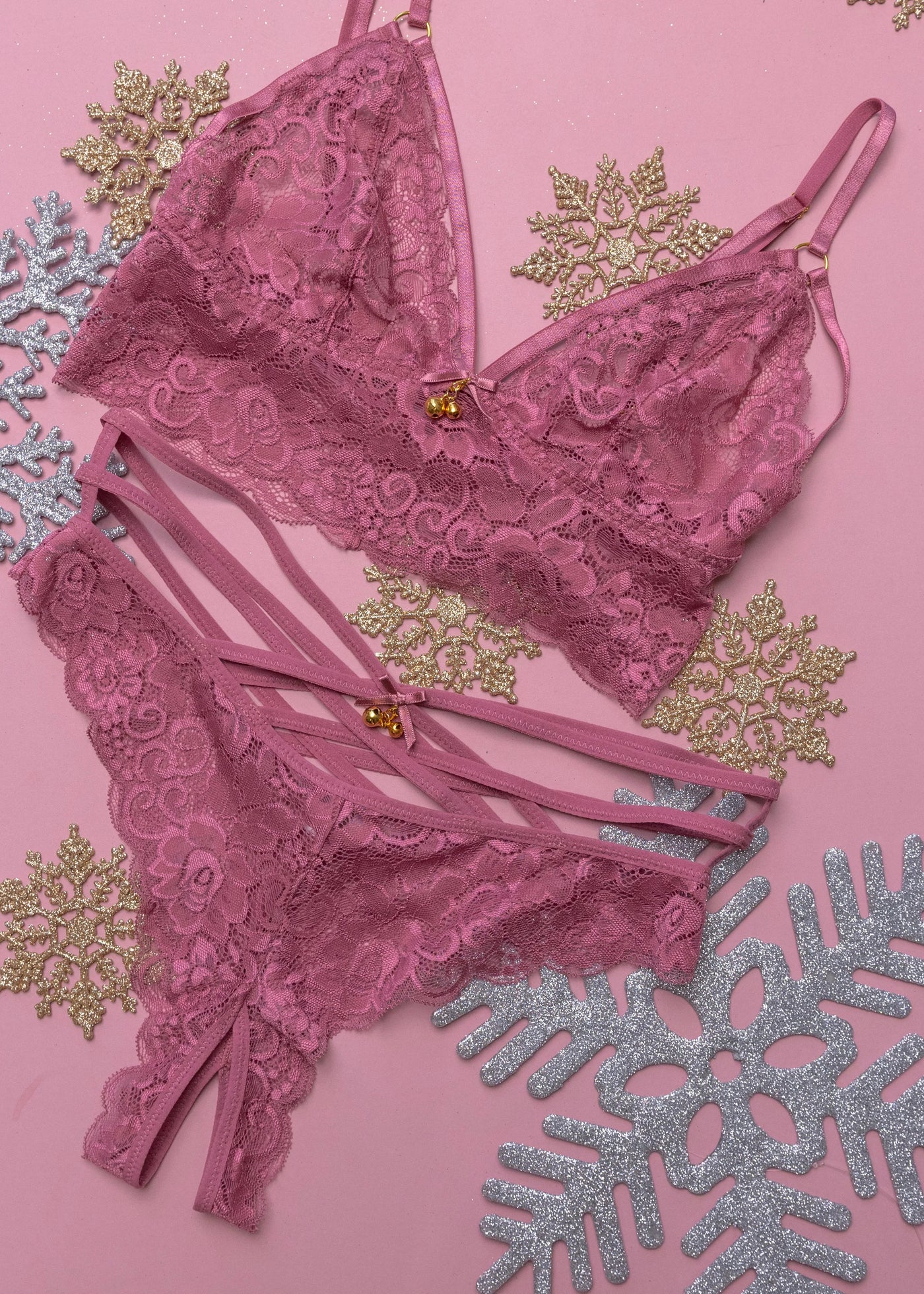 Lacy Caged Charm Bralette - Sugarplum Pink