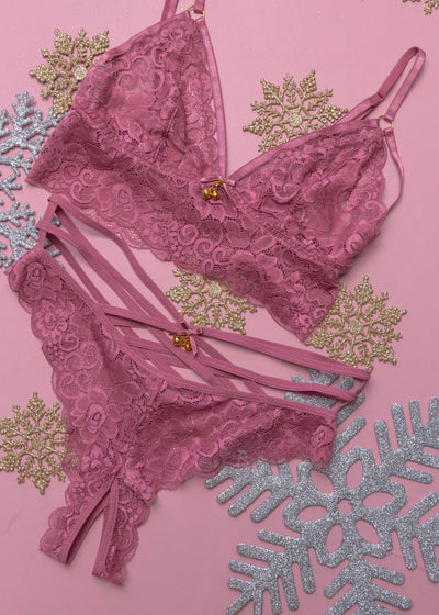 Lacy Caged Charm Bralette - Sugarplum Pink