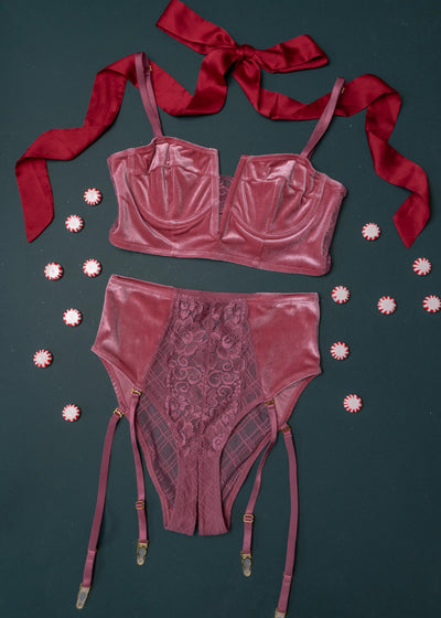 Velvet Underwire Bustier - Sugarplum Pink