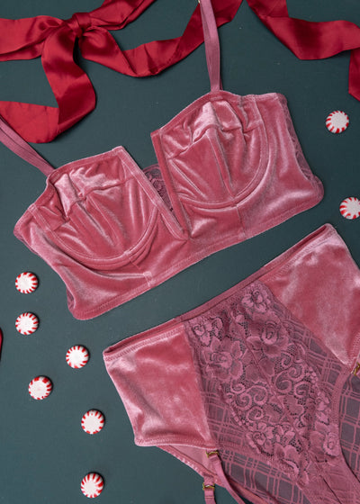 Velvet Underwire Bustier - Sugarplum Pink