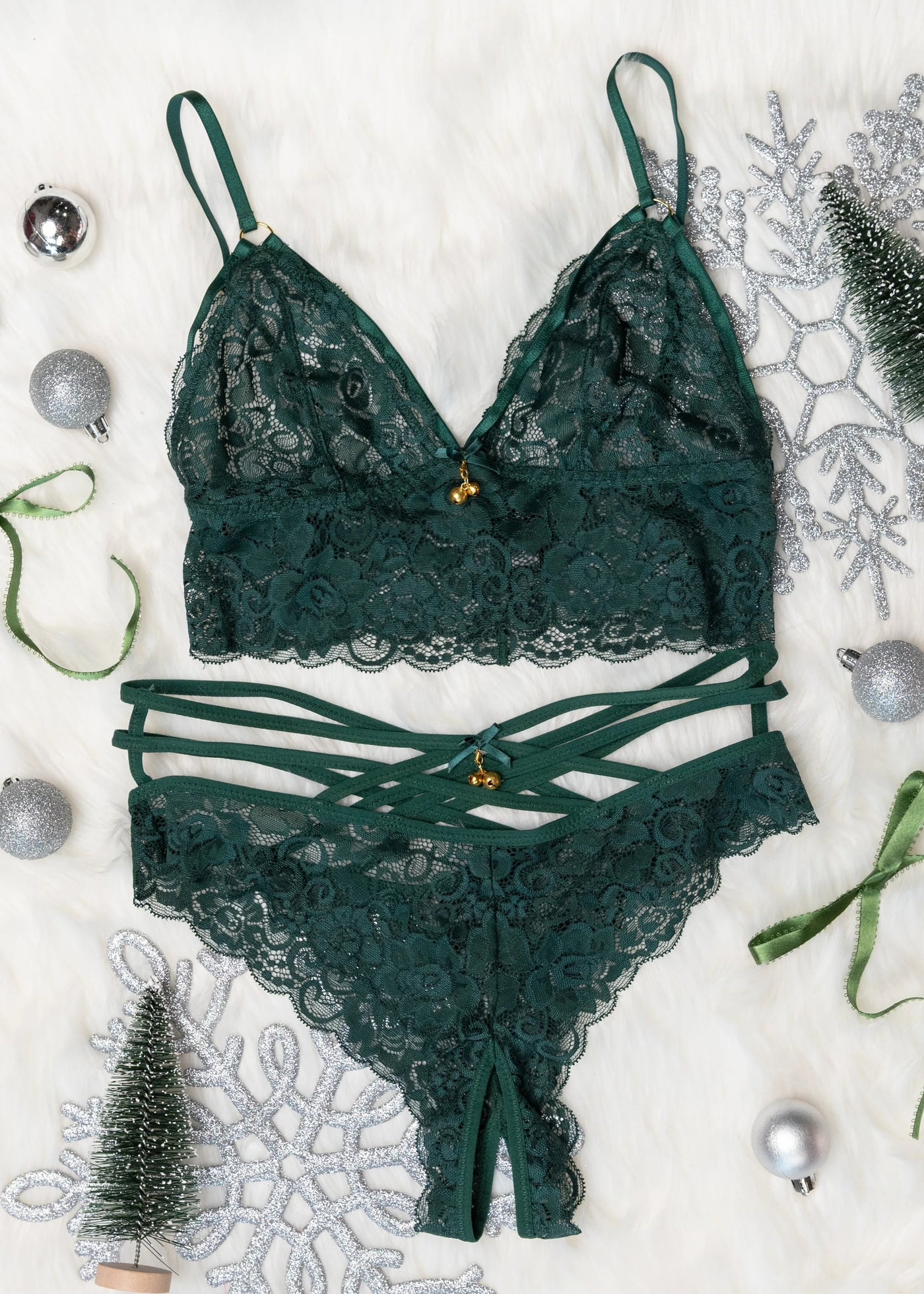 Strappy Crotchless Charm Panty - Alps Green