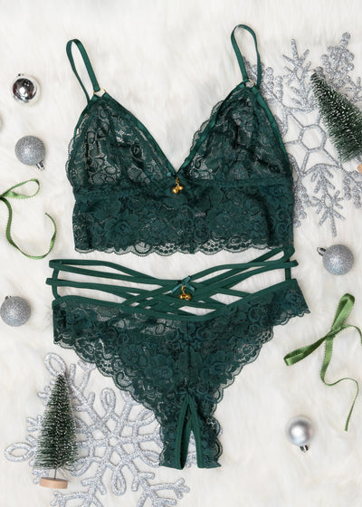 Lacy Caged Charm Bralette - Alps Green