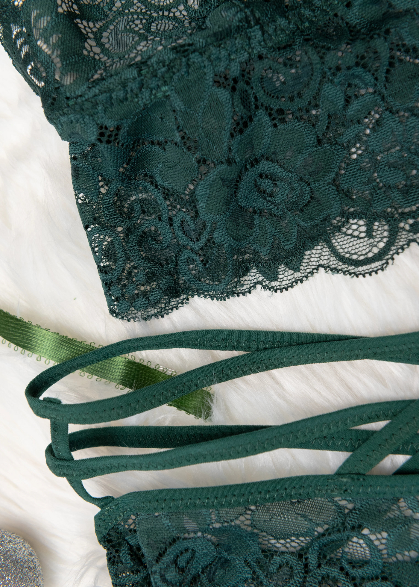 Strappy Crotchless Charm Panty - Alps Green