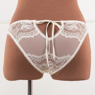 Lace & Mesh Button Panty - Pearl