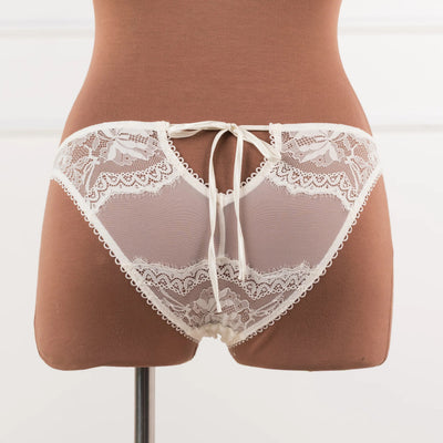 Bridal Bundle: Lace & Mesh Button Babydoll & Panty - Pearl