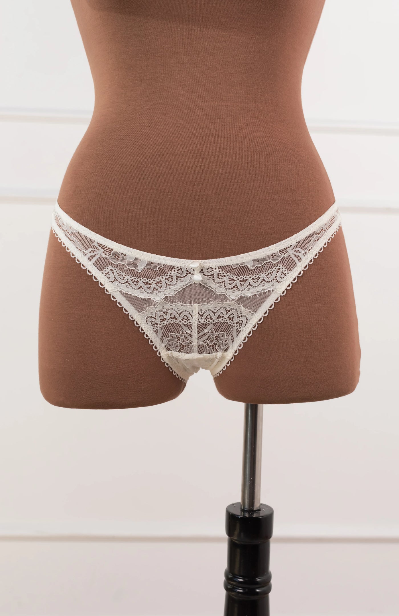 Bridal Bundle: Lace & Mesh Button Babydoll & Panty - Pearl