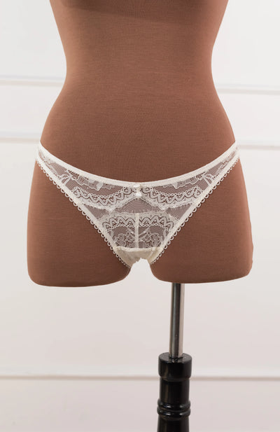 Bridal Bundle: Lace & Mesh Button Babydoll & Panty - Pearl