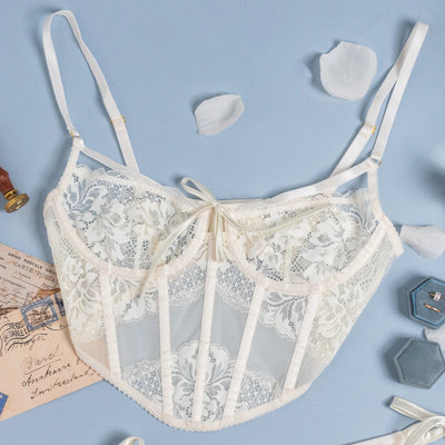 Lacy Underwire Corset - Pearl