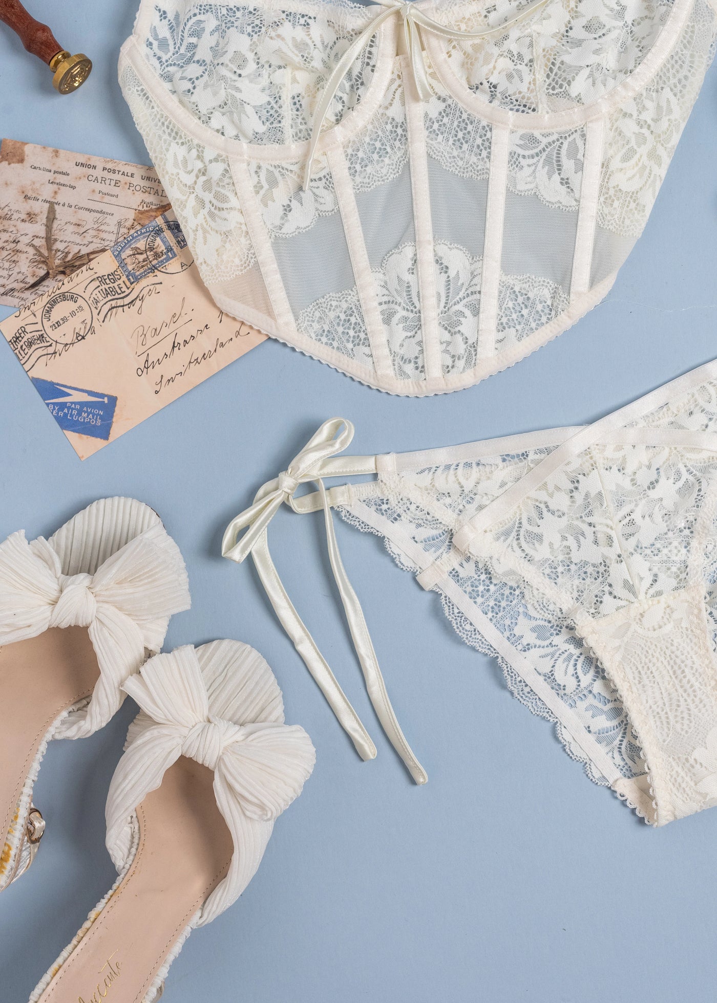 Lacy Side Tie Panty - Pearl