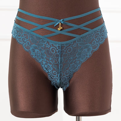 Strappy Crotchless Charm Panty - Retro Blue