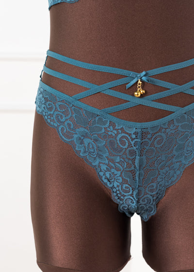 Strappy Crotchless Charm Panty - Retro Blue