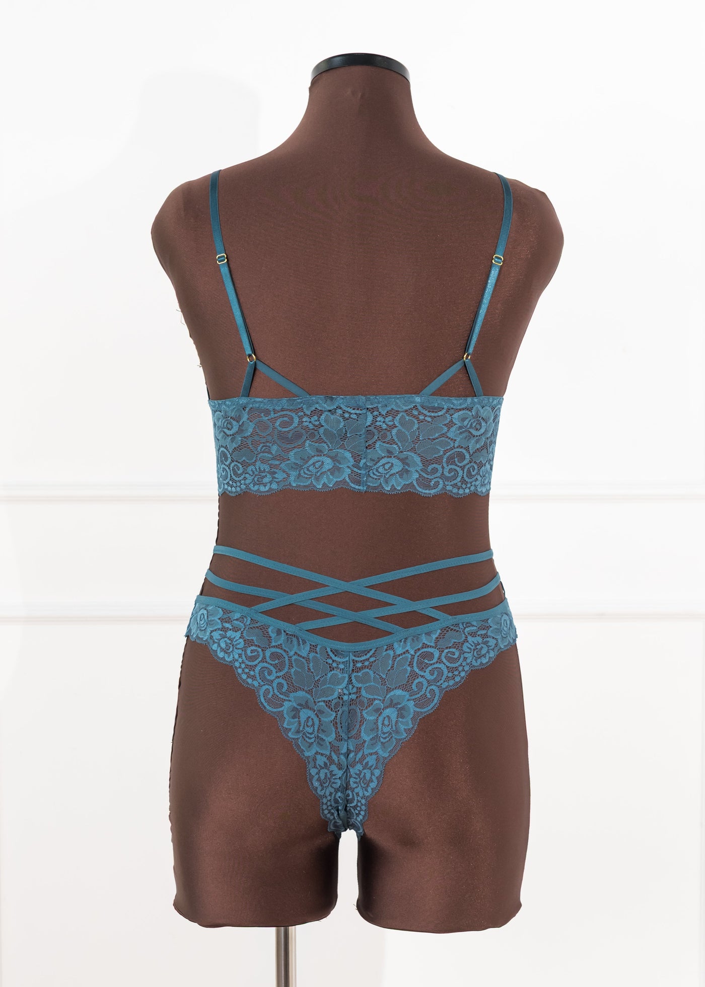 Strappy Crotchless Charm Panty - Retro Blue