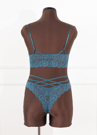 Strappy Crotchless Charm Panty - Retro Blue