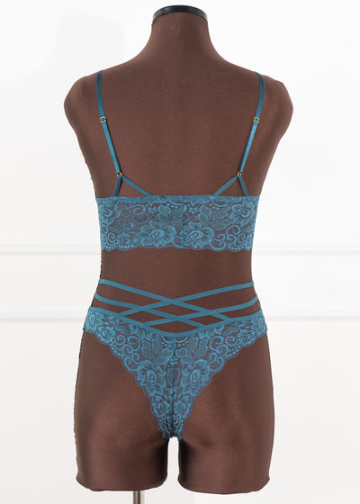 Lacy Caged Charm Bralette - Retro Blue
