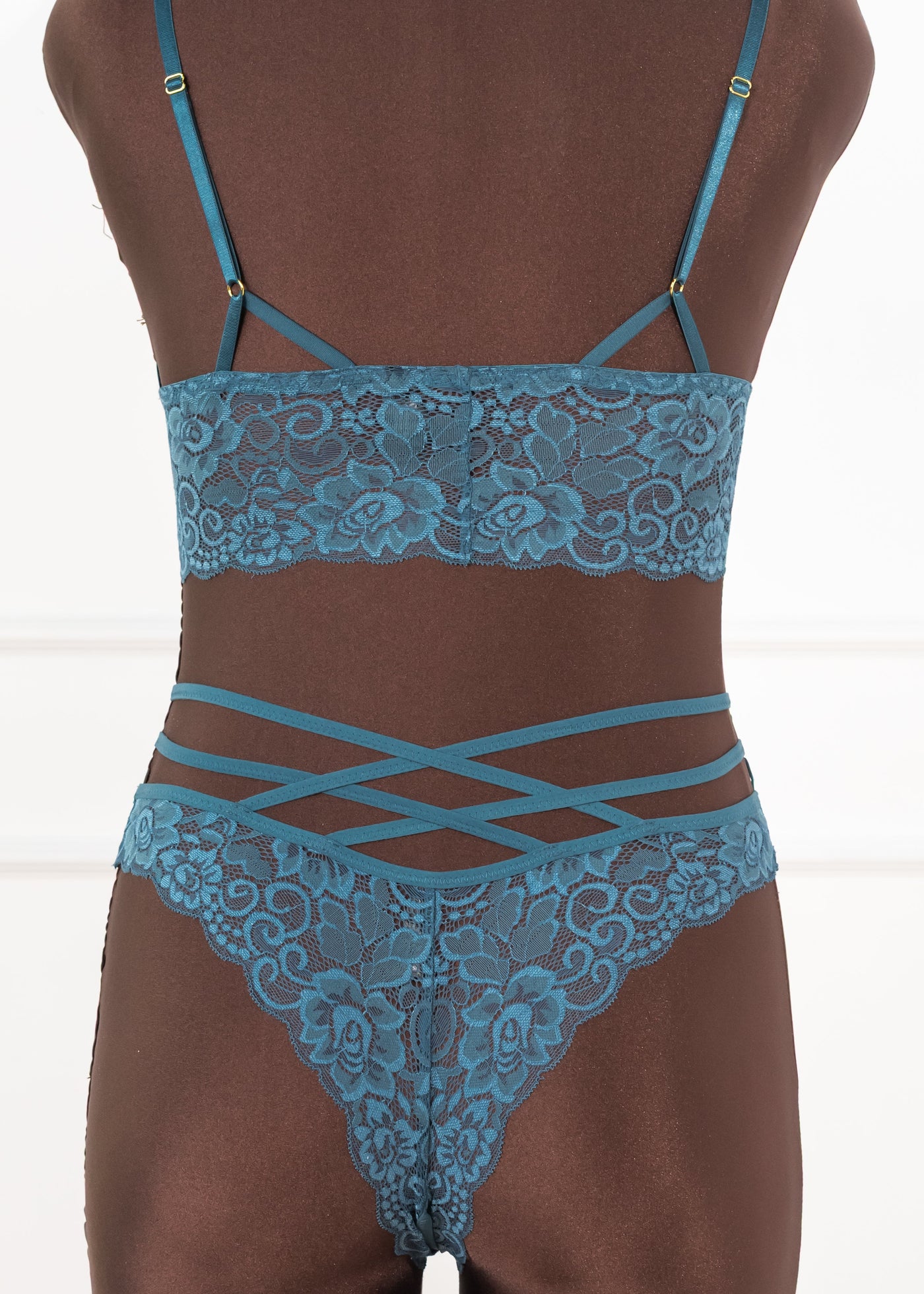 Strappy Crotchless Charm Panty - Retro Blue