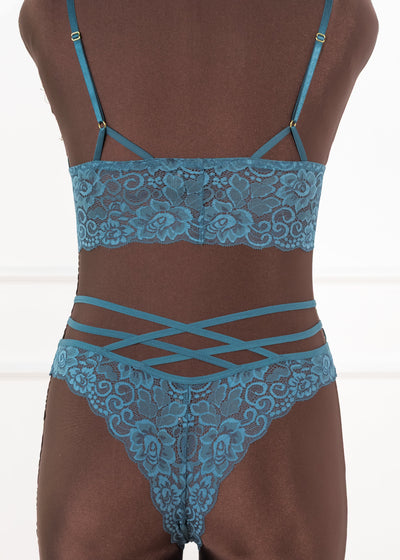 Strappy Crotchless Charm Panty - Retro Blue