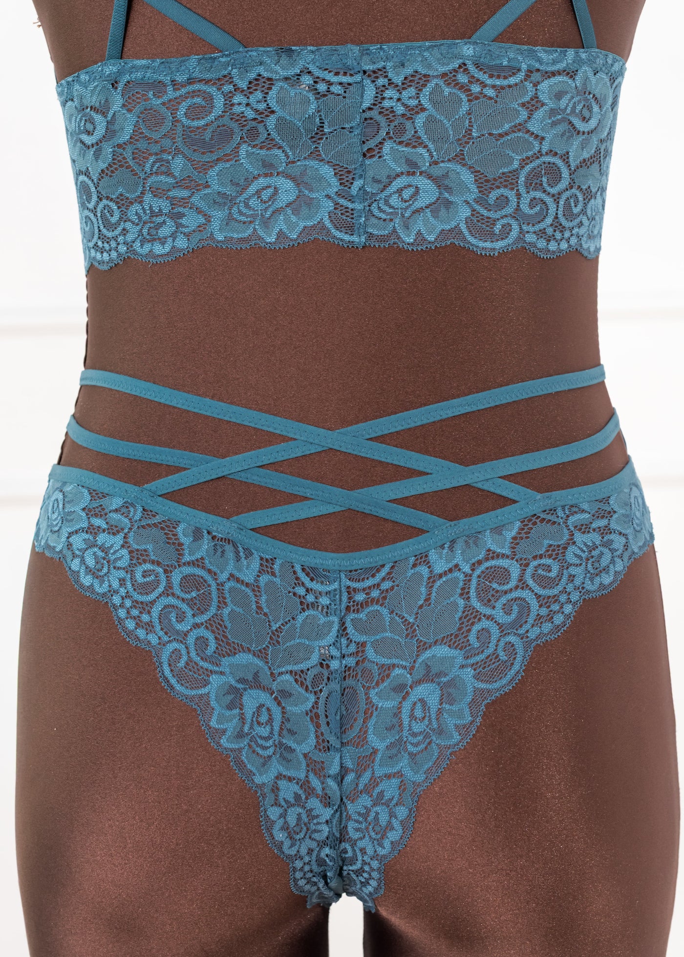 Strappy Crotchless Charm Panty - Retro Blue