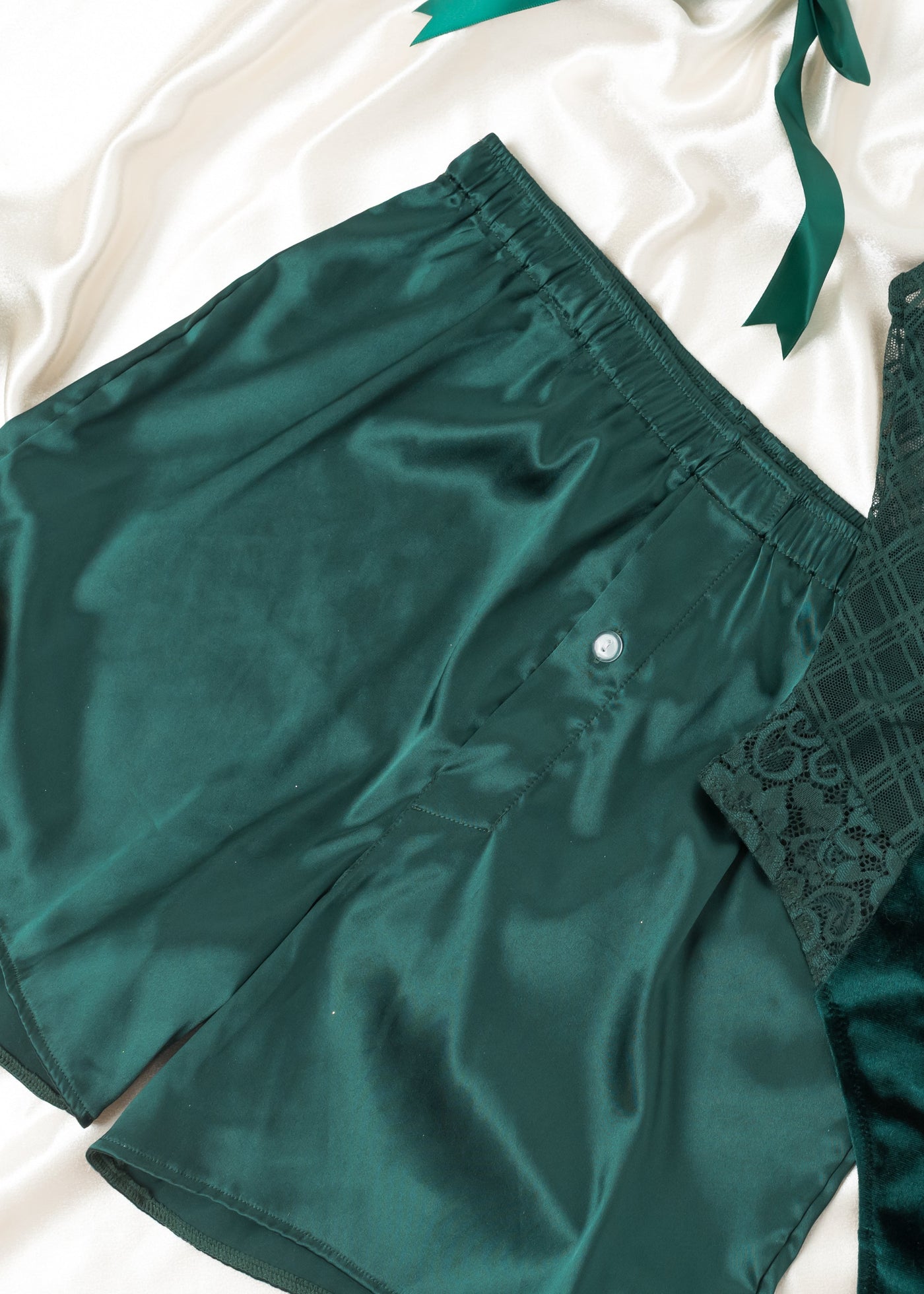 Men's Satin Boxer - Alps Green