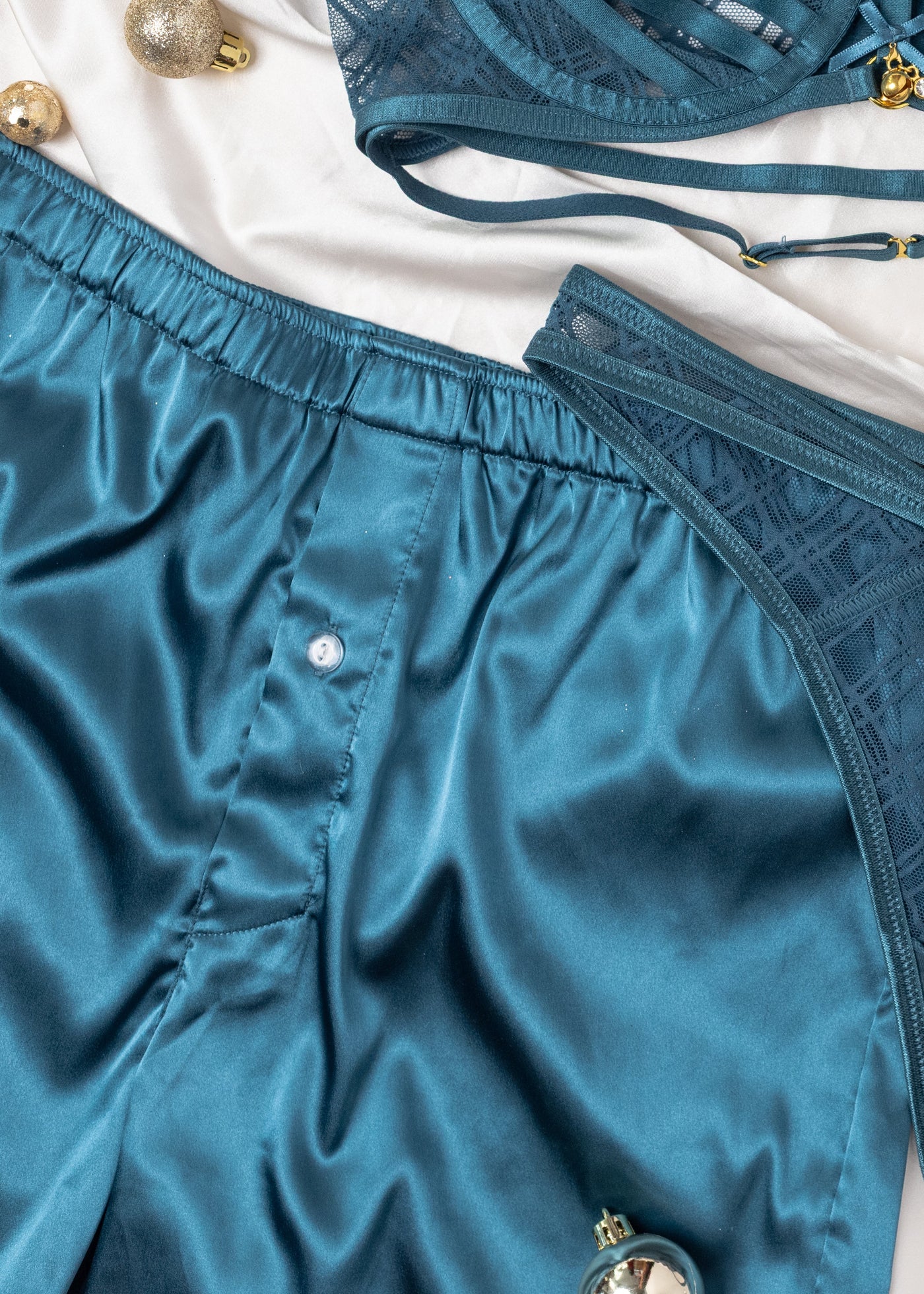 Men's Satin Boxer - Retro Blue
