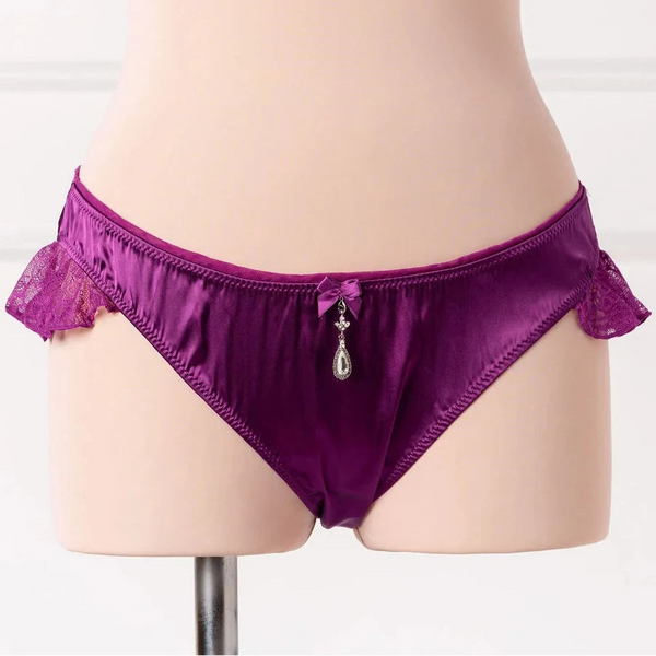 Satin Ruffle Panty - Plum