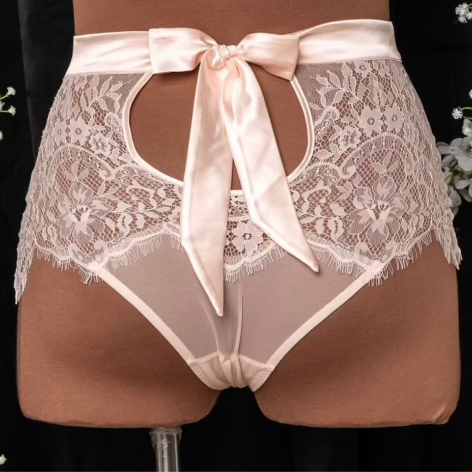 Eyelash Lace High Waist Panty - Champagne