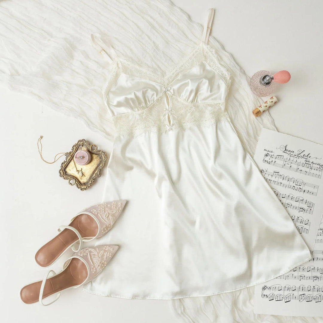 eyelash lace slip dress Grace Satin Slip Dress