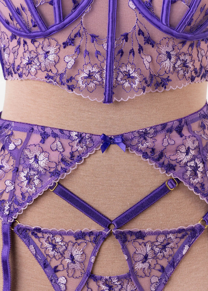 Embroidered Garter Belt - Violet | Mentionables Embroidered Garter Belt - Violet | Mentionables