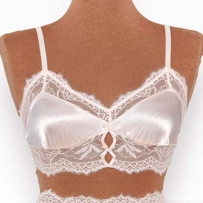 Lacy Satin Keyhole Bralette - Champagne