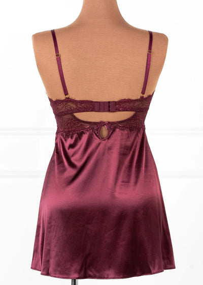 Satin & Eyelash Lace Slip - Cherry Lacquer